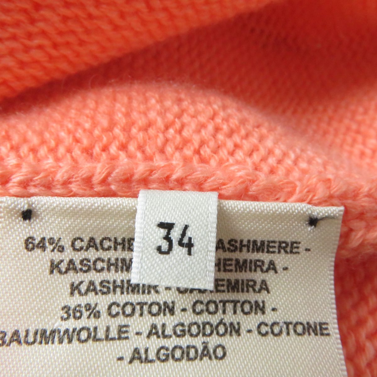 HERMES knit Main: 64% cashmere, Main: 36% cotton Orange Women S Used