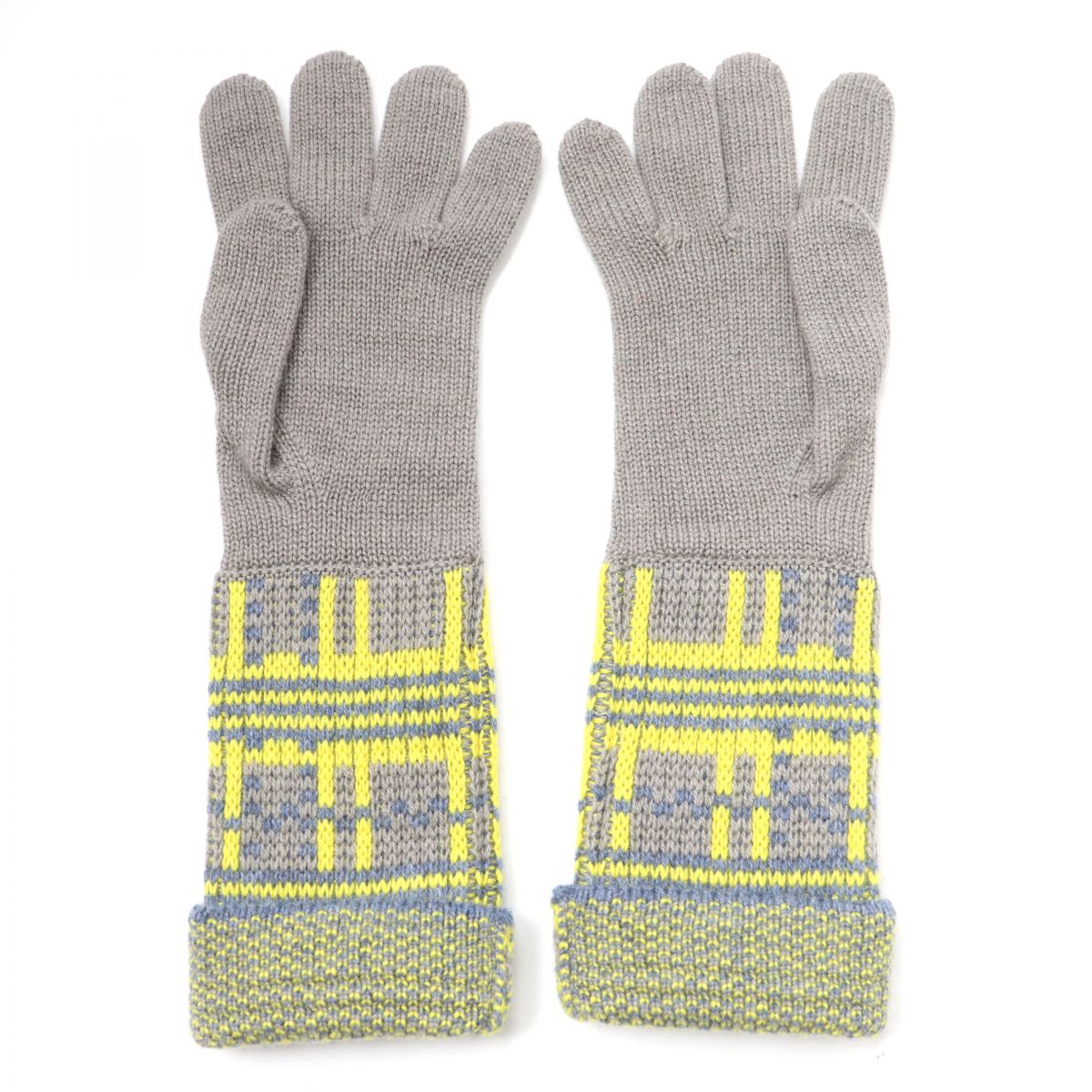 HERMES gloves cashmere Gray x yellow S