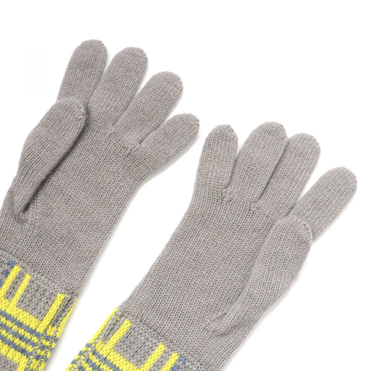 HERMES gloves cashmere Gray x yellow S