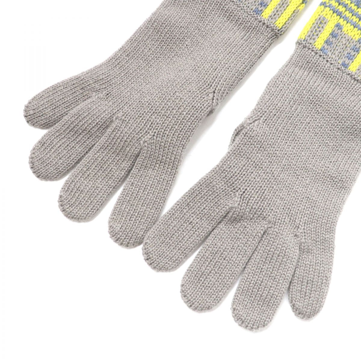 HERMES gloves cashmere Gray x yellow S