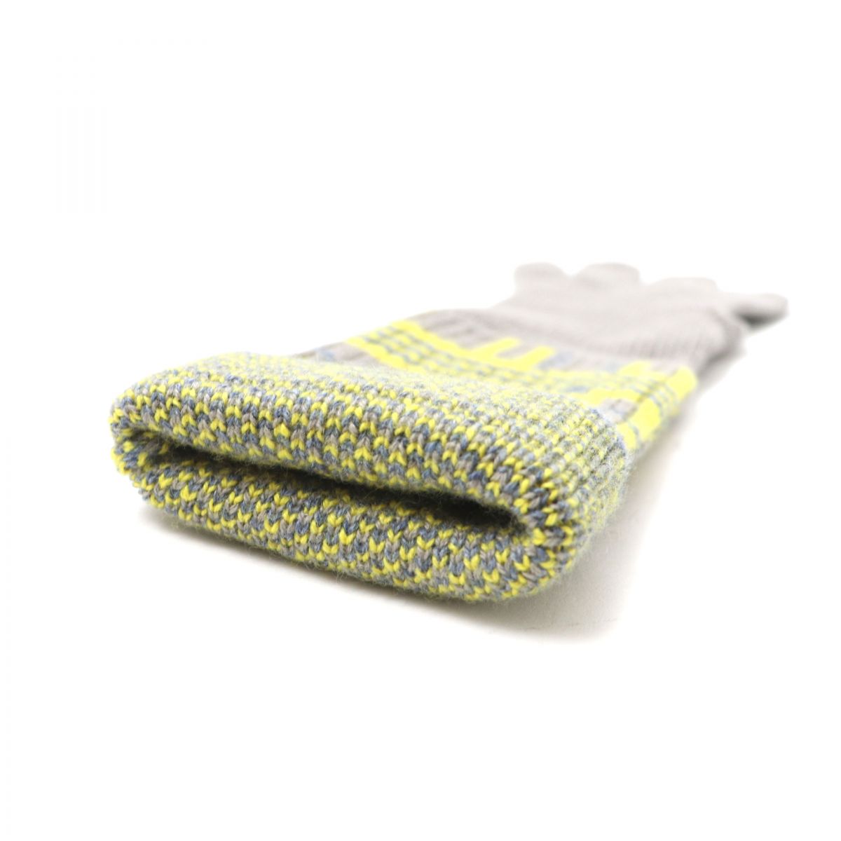HERMES gloves cashmere Gray x yellow S