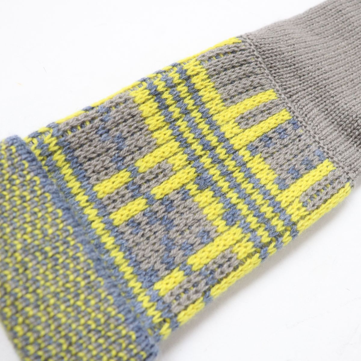 HERMES gloves cashmere Gray x yellow S