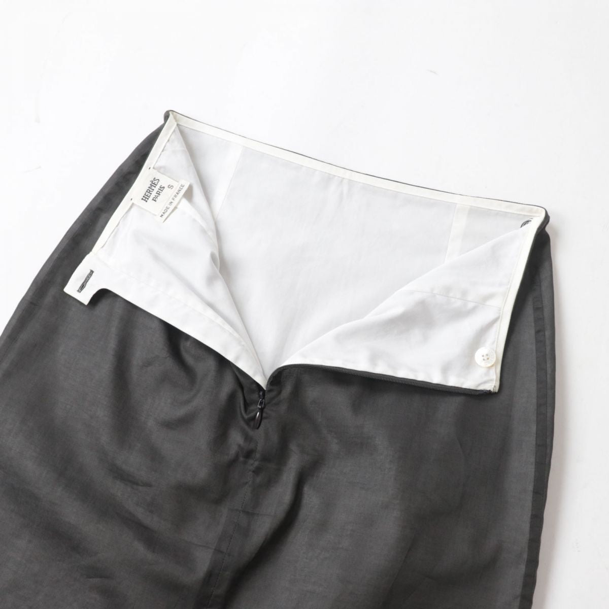HERMES skirt Outer: 100% cotton, Lining: 100% cotton Gray type Women 34 Used