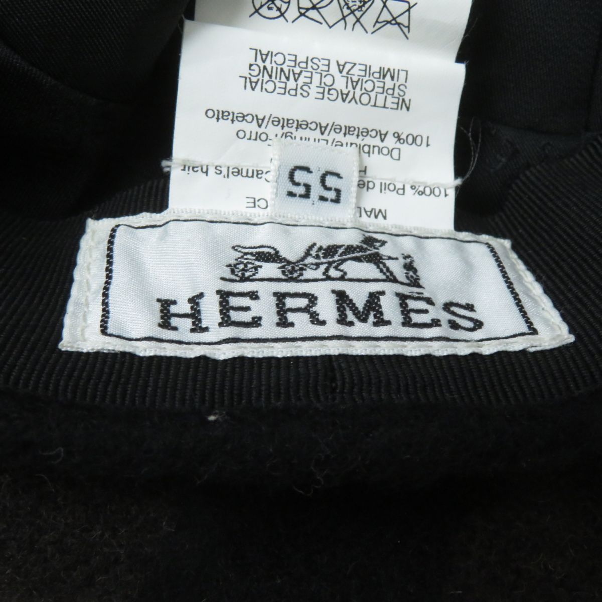 HERMES beret Main: 100% camel, Lining: 100% acetate Brown x black Women Used