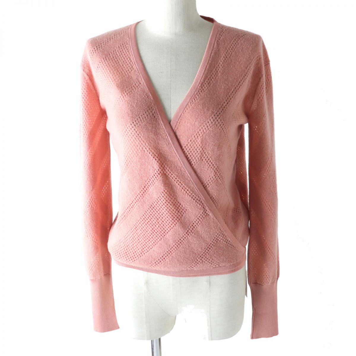 HERMES cardigan Main: 63% wool, Main: 27% nylon, Main: 10% cashmere, Part: 96% silk, Part: 3% nylon Coral pink Women 36 Used