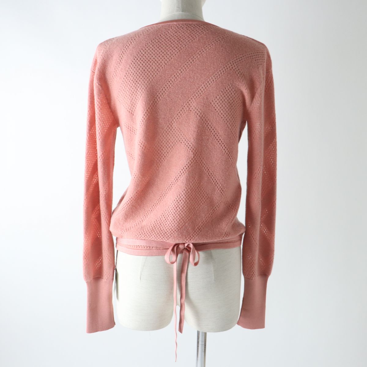 HERMES cardigan Main: 63% wool, Main: 27% nylon, Main: 10% cashmere, Part: 96% silk, Part: 3% nylon Coral pink Women 36 Used