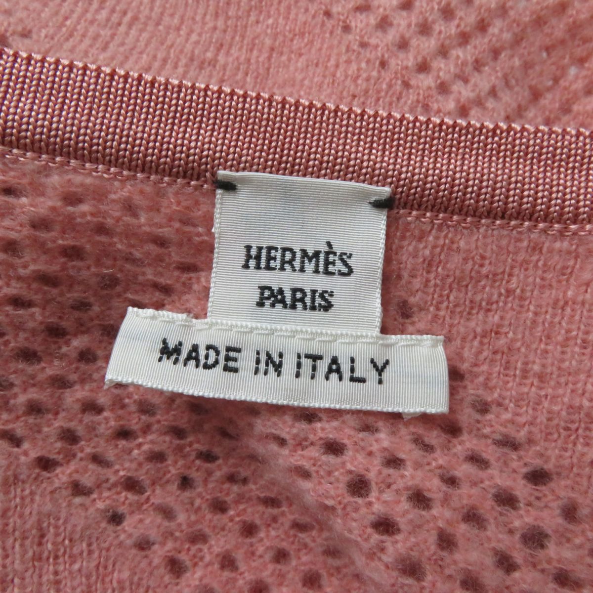 HERMES cardigan Main: 63% wool, Main: 27% nylon, Main: 10% cashmere, Part: 96% silk, Part: 3% nylon Coral pink Women 36 Used