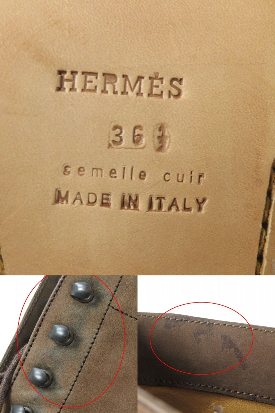 HERMES boots leather Brown 36 1/2
