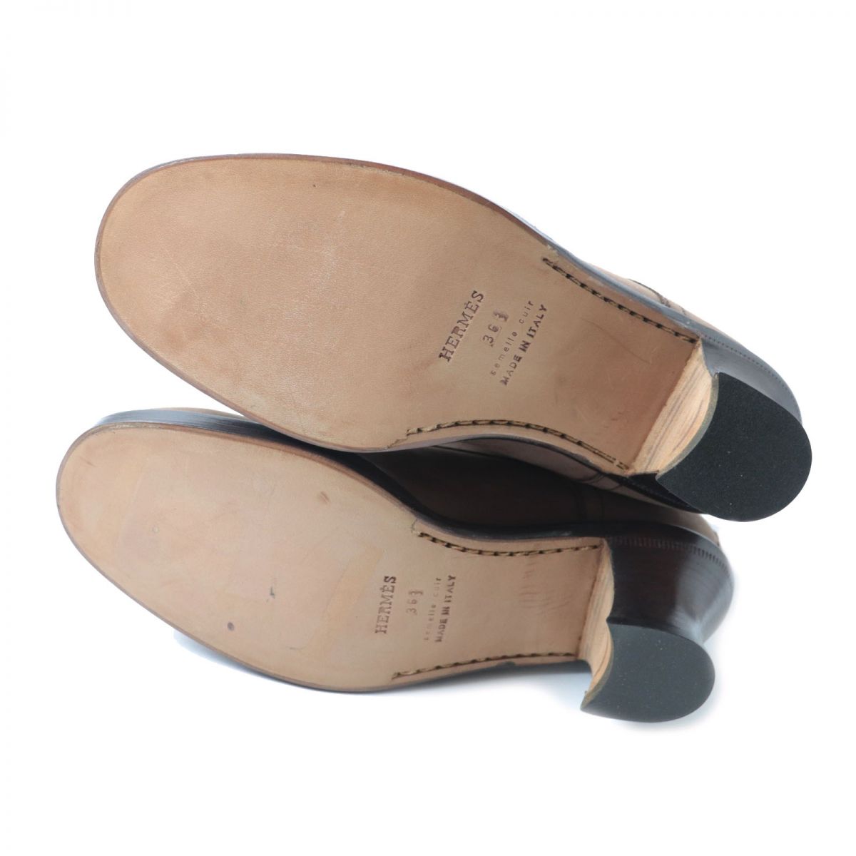 HERMES boots leather Brown 36 1/2