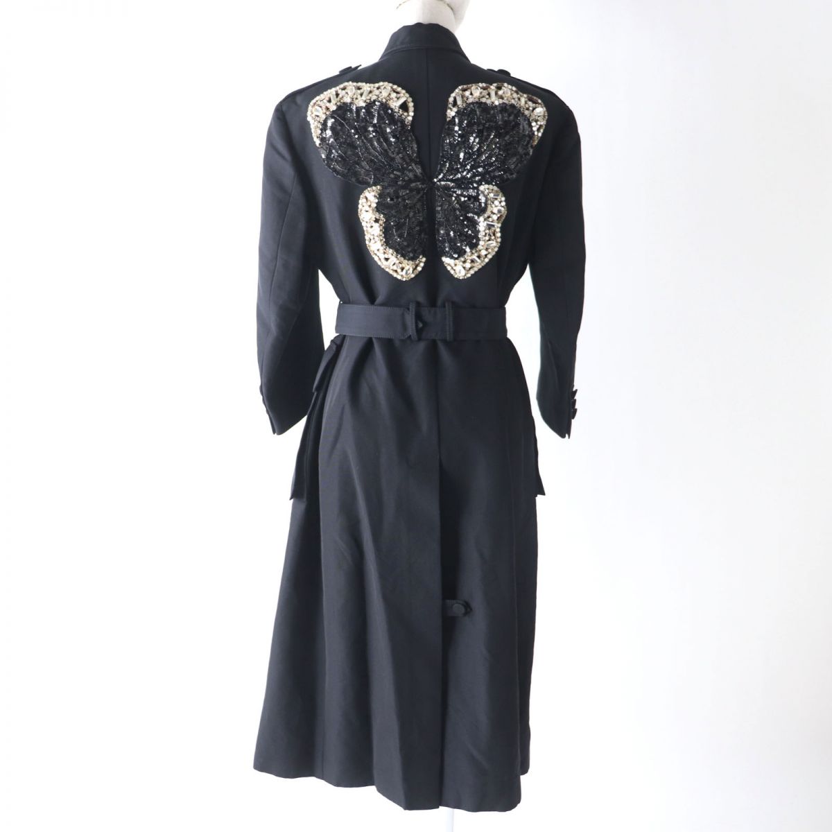 GUCCI coat Outer: 55% cotton, Outer: 45% viscose (rayon), Main: 100% silk, Part: 50% acrylic, Part: 30% polyester black Women Used