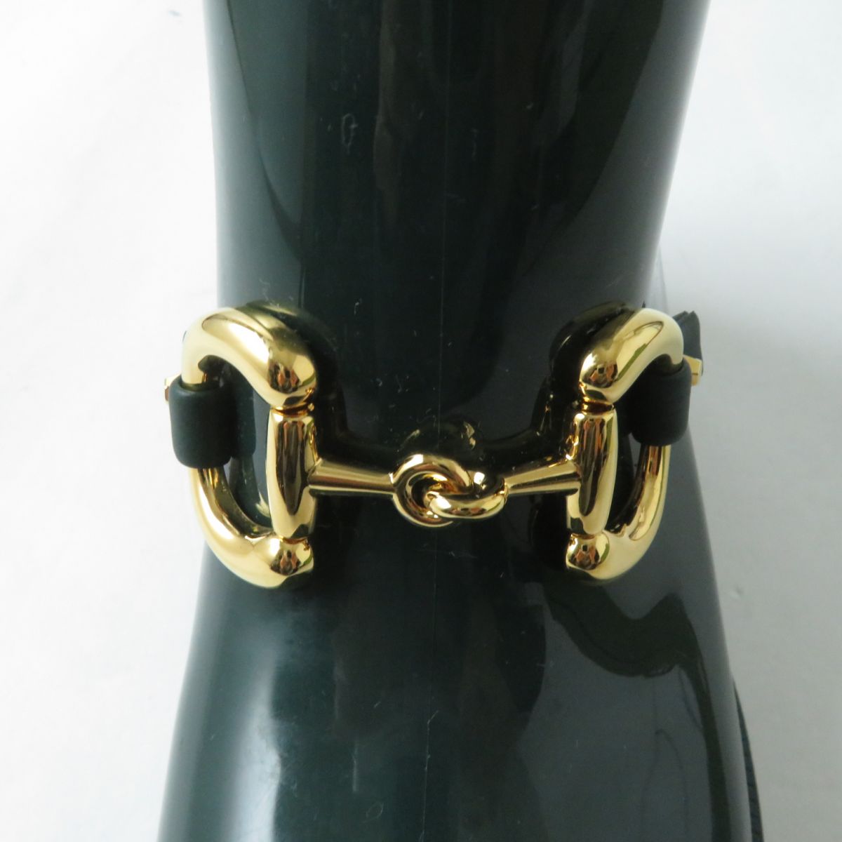 GUCCI boots rubber Green x Gold Metal 35
