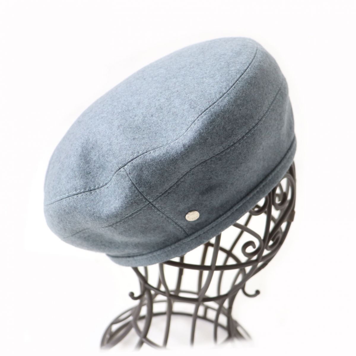 HERMES beret Outer: 100% cashmere, Lining: 65% rayon, Lining: 35% silk, Part: 100% polyester gray Women 58 Used
