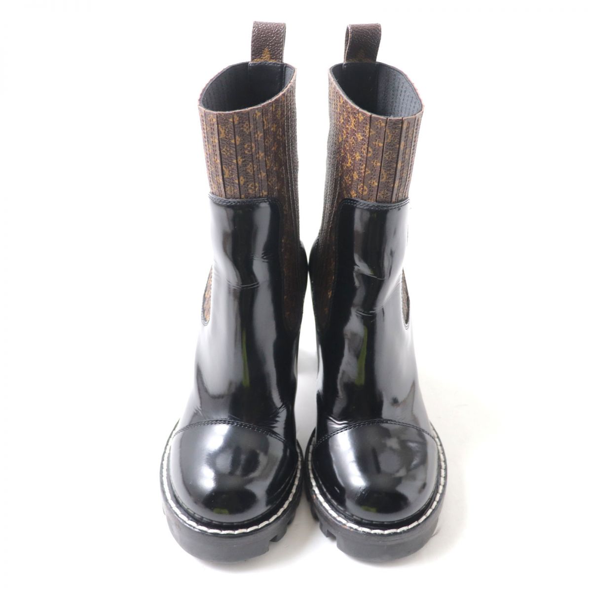 LOUIS VUITTON boots leather Brown black 35 1/2