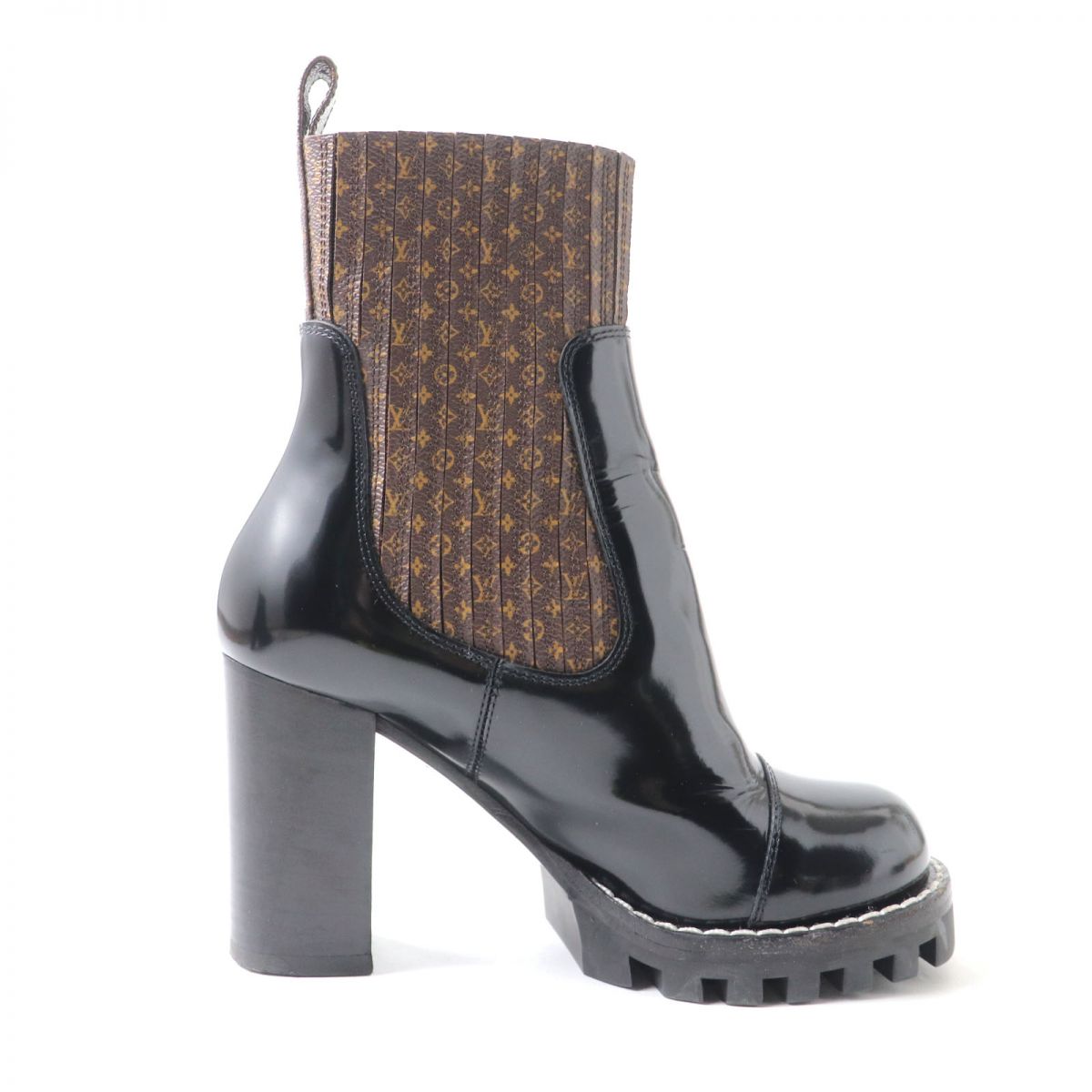 LOUIS VUITTON boots leather Brown black 35 1/2