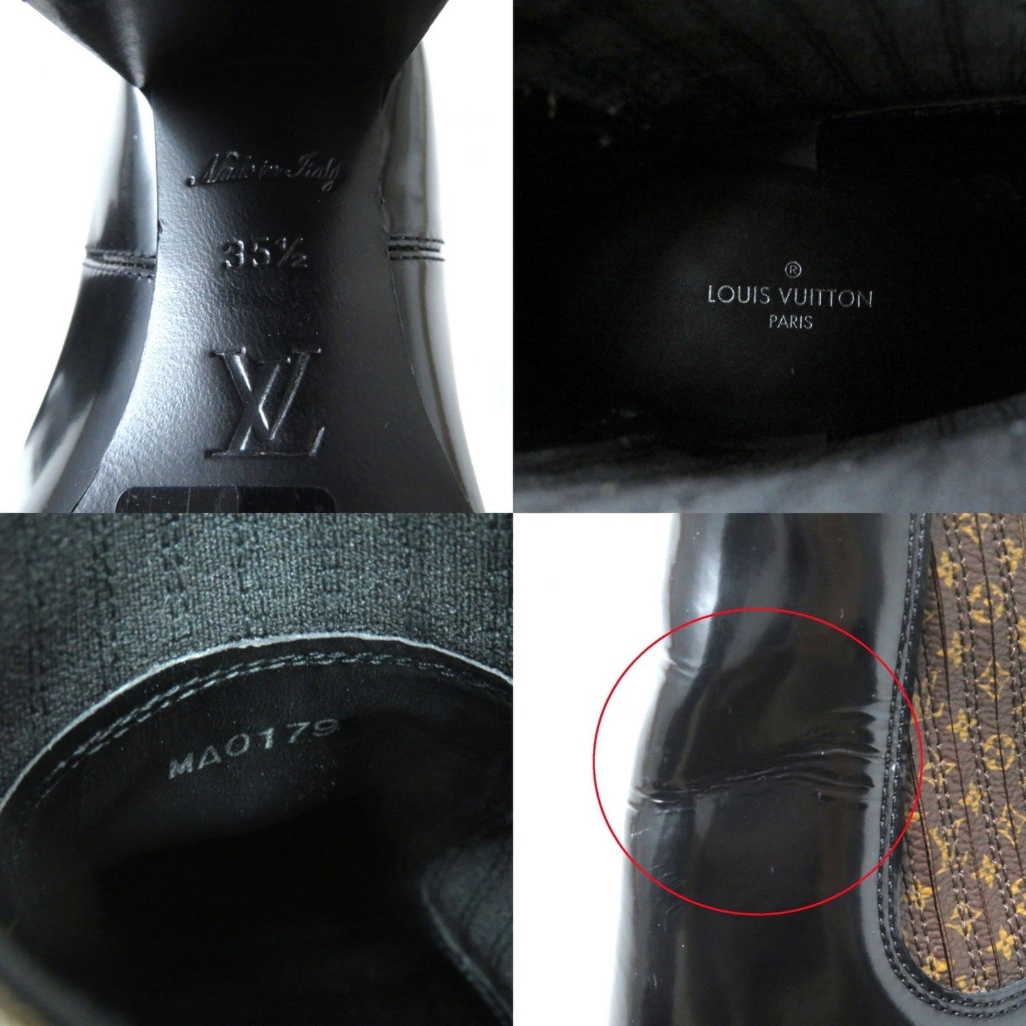 LOUIS VUITTON boots leather Brown black 35 1/2