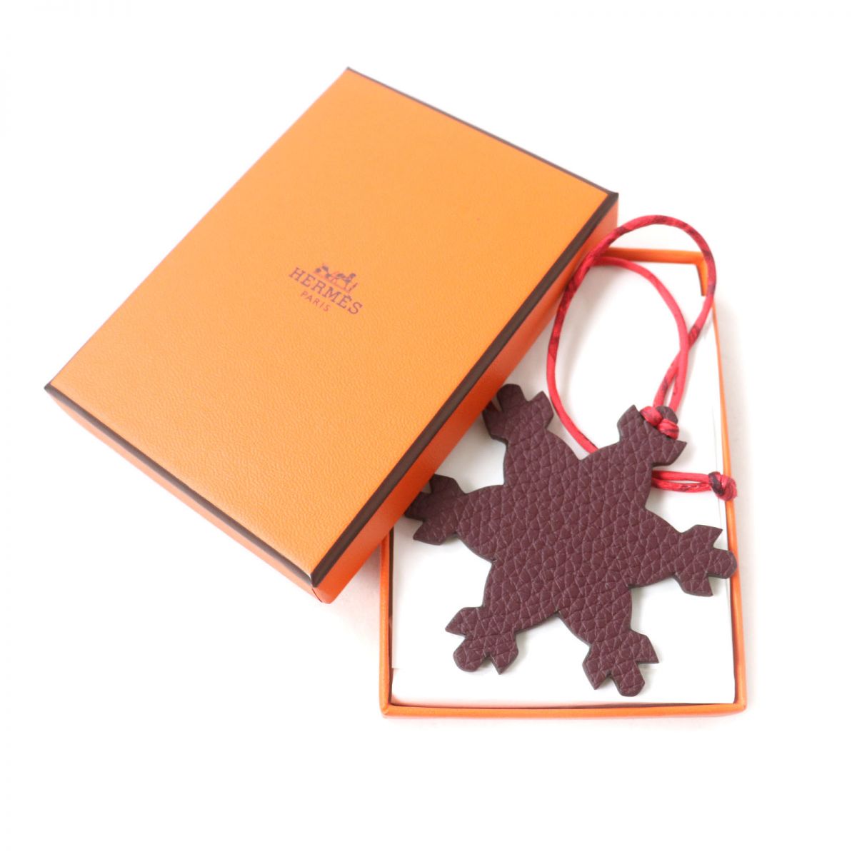 HERMES charm Main: Leather Bordeauxx Green Women Used