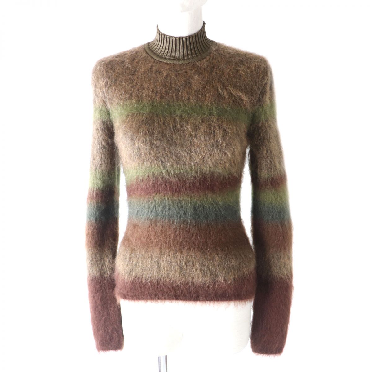HERMES knit Main: Wool, Main: Mohair, Main: Silk, Main: Cashmere, Part: Nylon 4%, Part: Polyurethane 2% Brown type Women 36 Used
