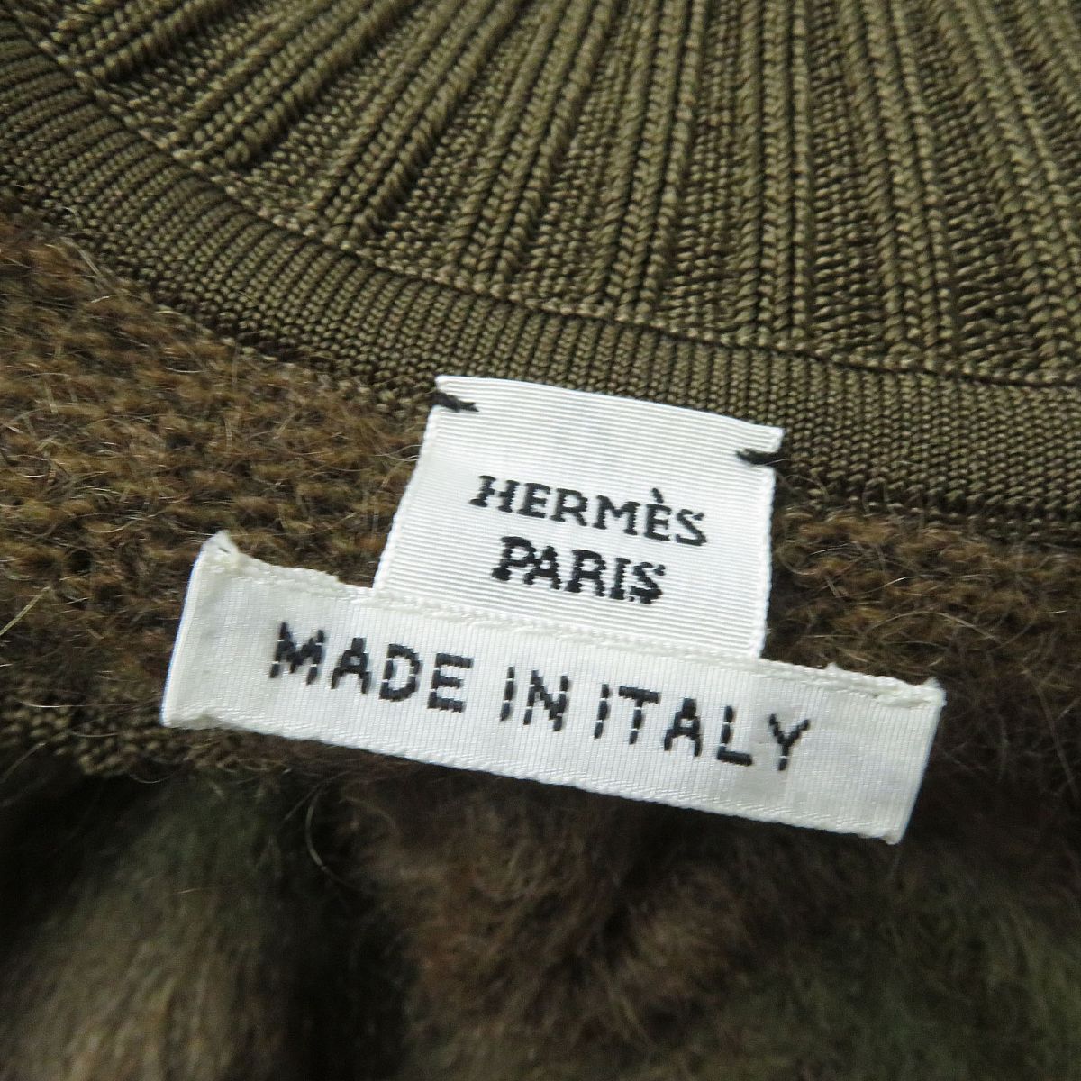 HERMES knit Main: Wool, Main: Mohair, Main: Silk, Main: Cashmere, Part: Nylon 4%, Part: Polyurethane 2% Brown type Women 36 Used