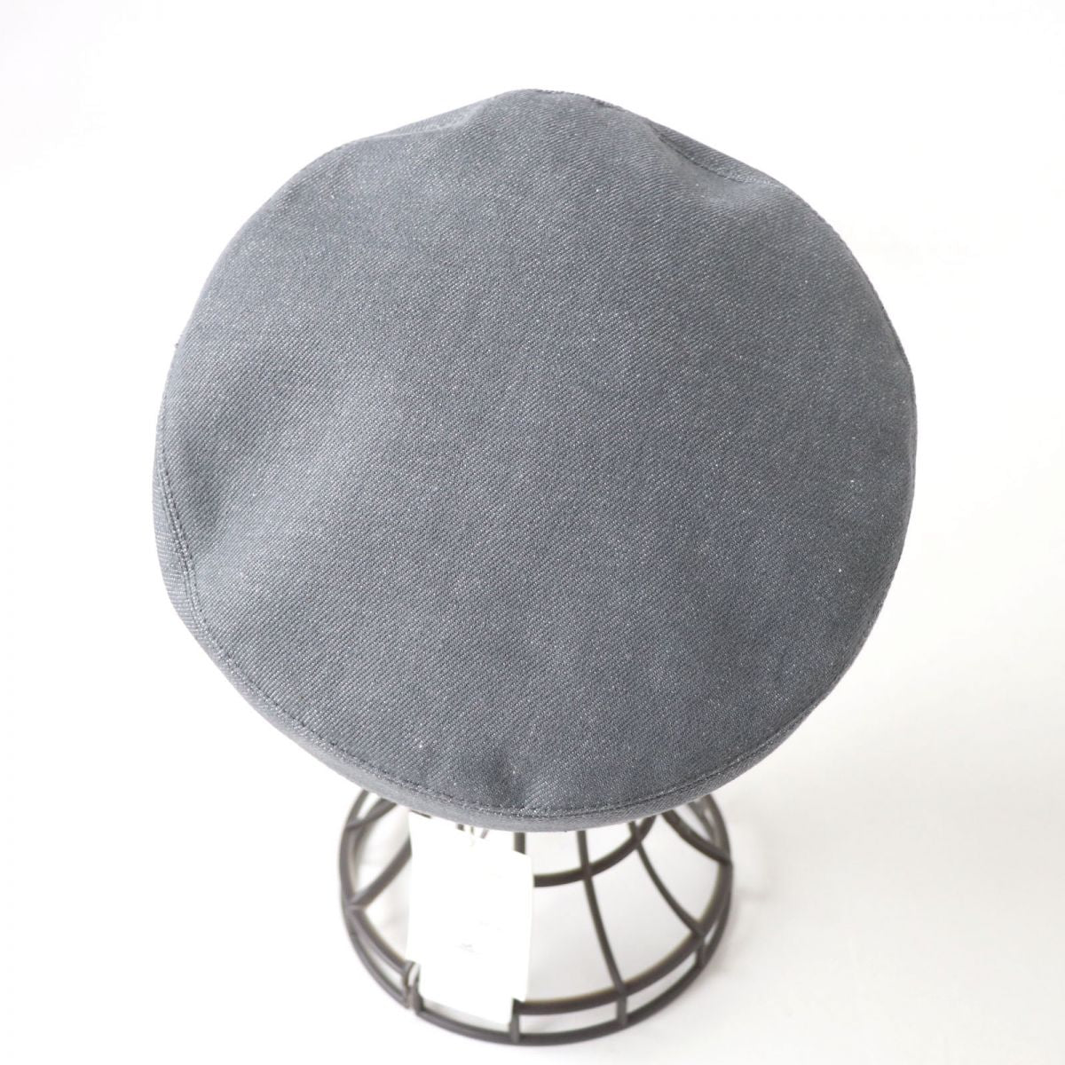 HERMES beret Outer: 100% cotton, Leather: Cowhide, Lining: 65% rayon, Lining: 35% silk gray Women 57 Used