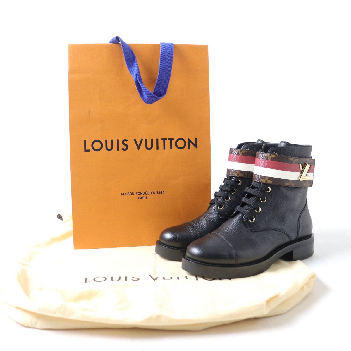 LOUIS VUITTON boots leather black 36