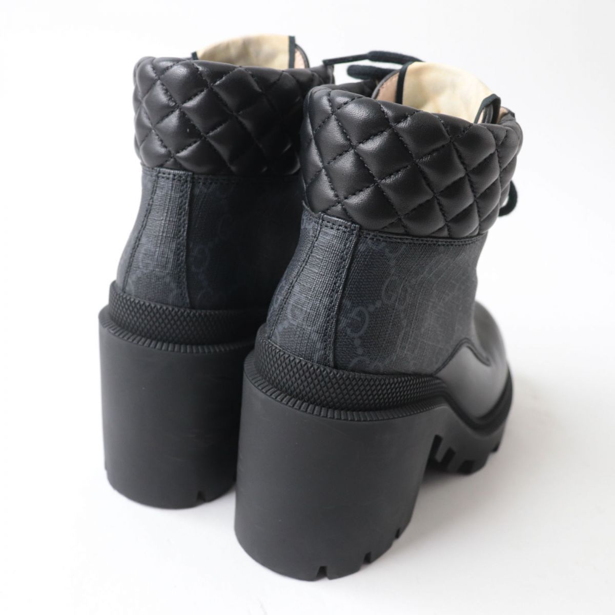 GUCCI boots GG Supreme Canvas Gray x black 35
