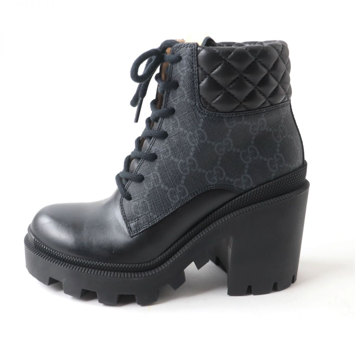 GUCCI boots GG Supreme Canvas Gray x black 35