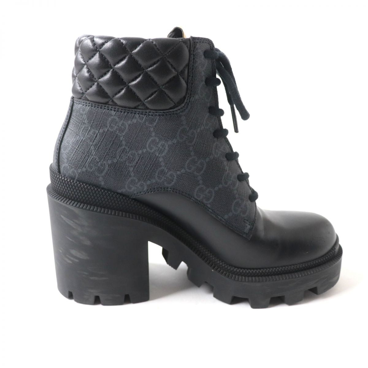 GUCCI boots GG Supreme Canvas Gray x black 35