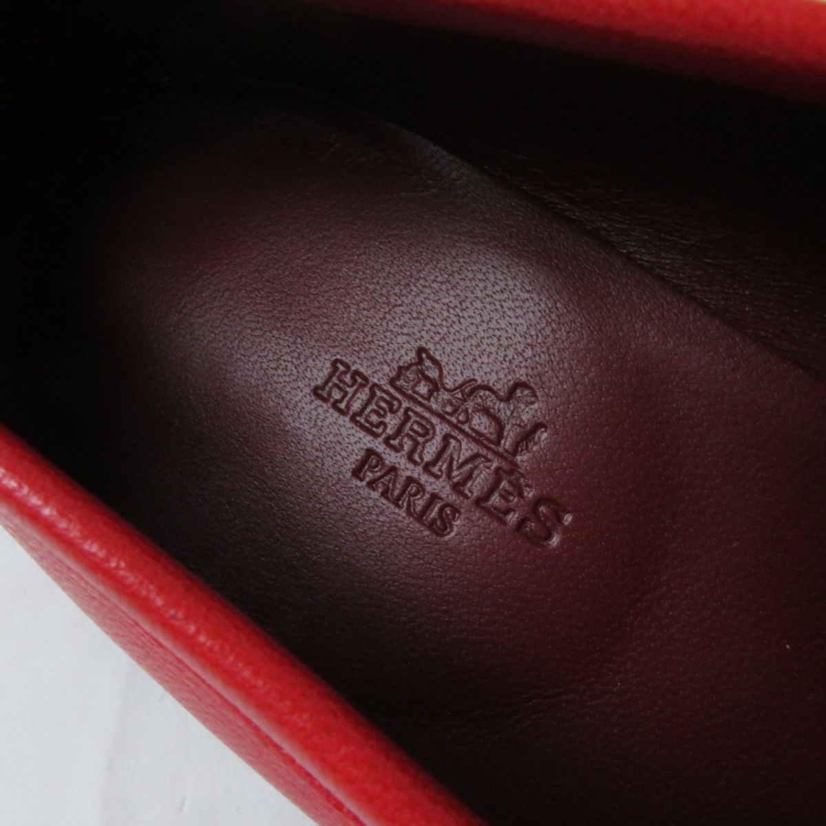HERMES loafers Main: Leather Red x Silver Metal Women 38 Used