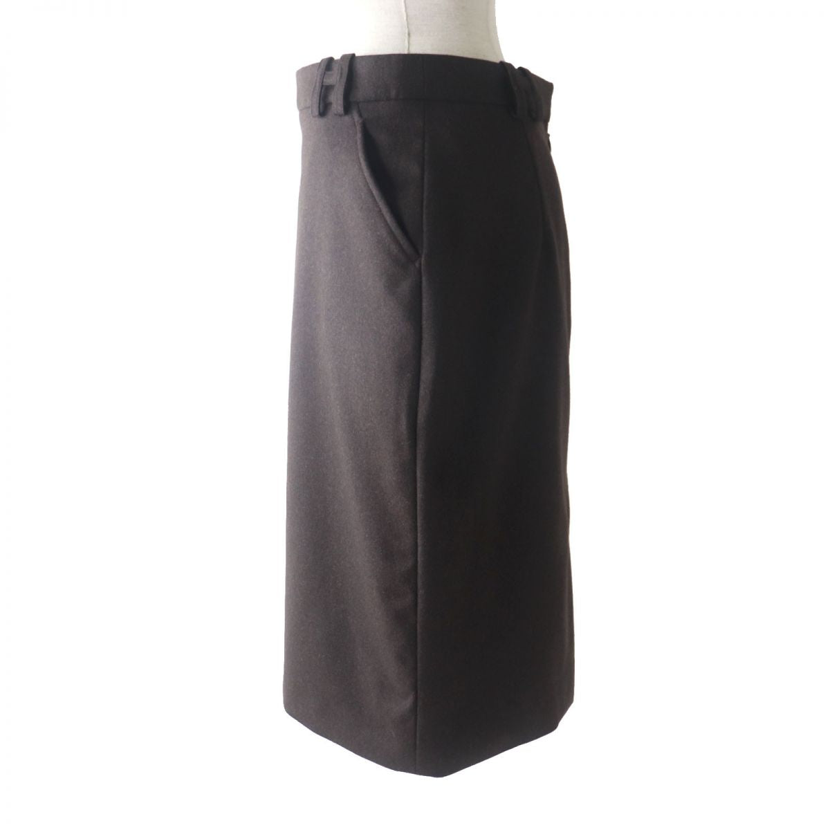 HERMES skirt Outer: 95% wool, Outer: 5% cashmere, Lining: 100% silk Dark brown Women 38 Used