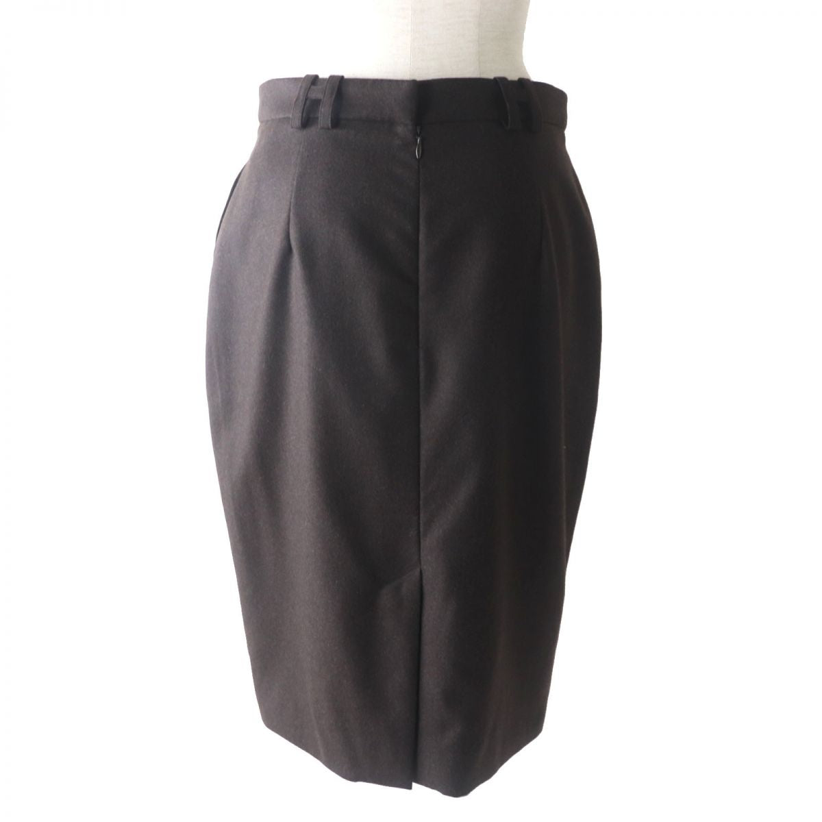 HERMES skirt Outer: 95% wool, Outer: 5% cashmere, Lining: 100% silk Dark brown Women 38 Used