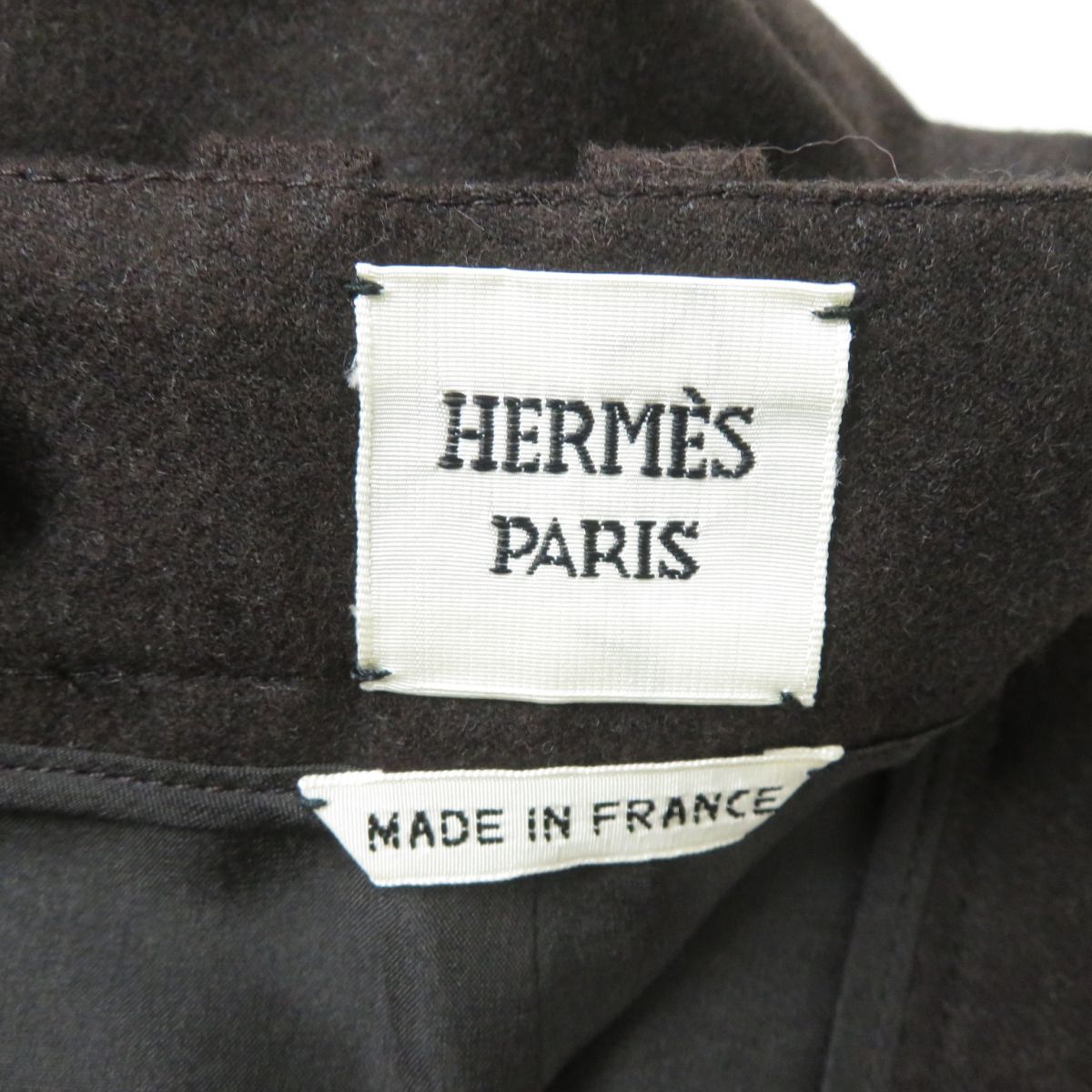 HERMES skirt Outer: 95% wool, Outer: 5% cashmere, Lining: 100% silk Dark brown Women 38 Used