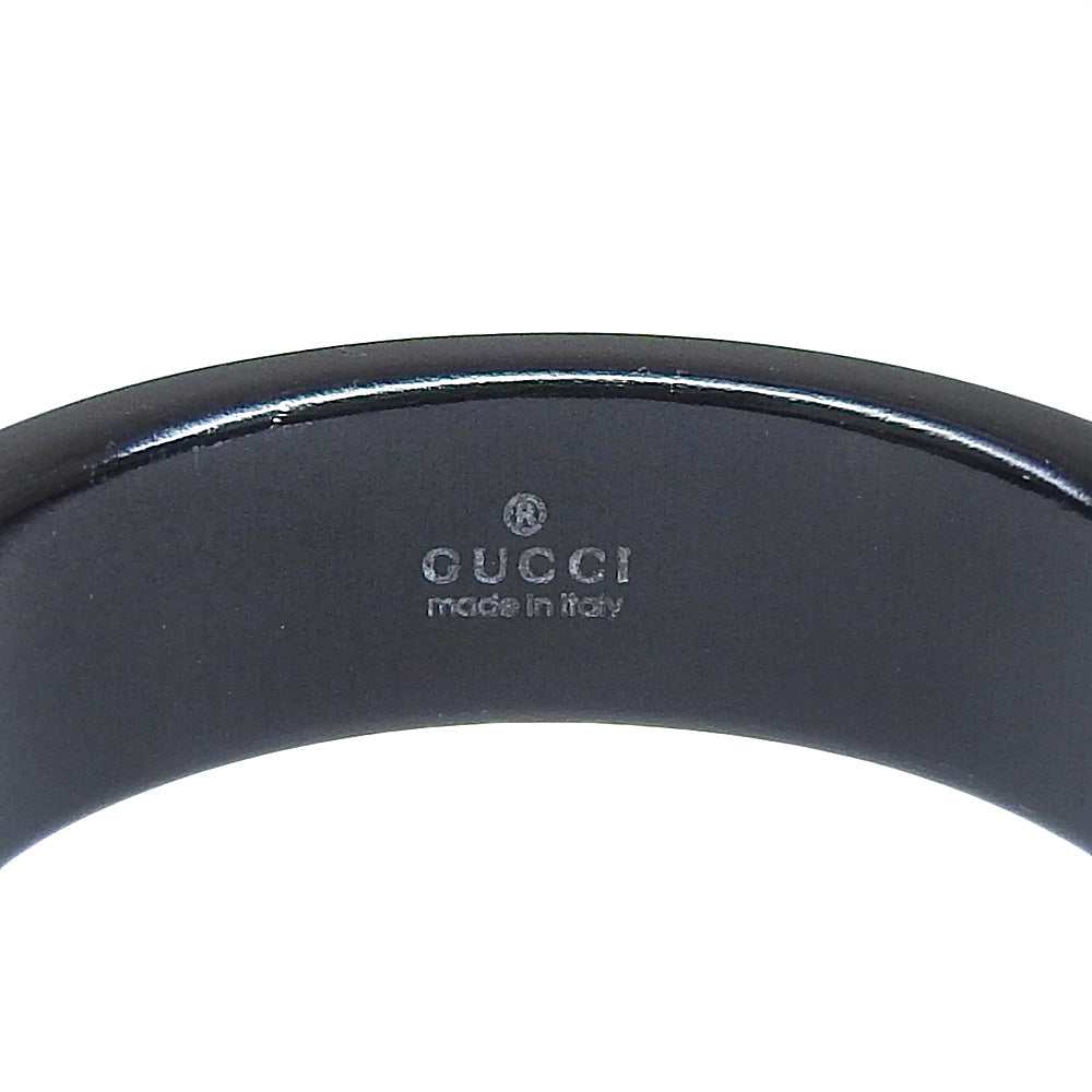 GUCCI Ring Ceramic, 18K Yellow Gold black Interlocking G mens 25 Used