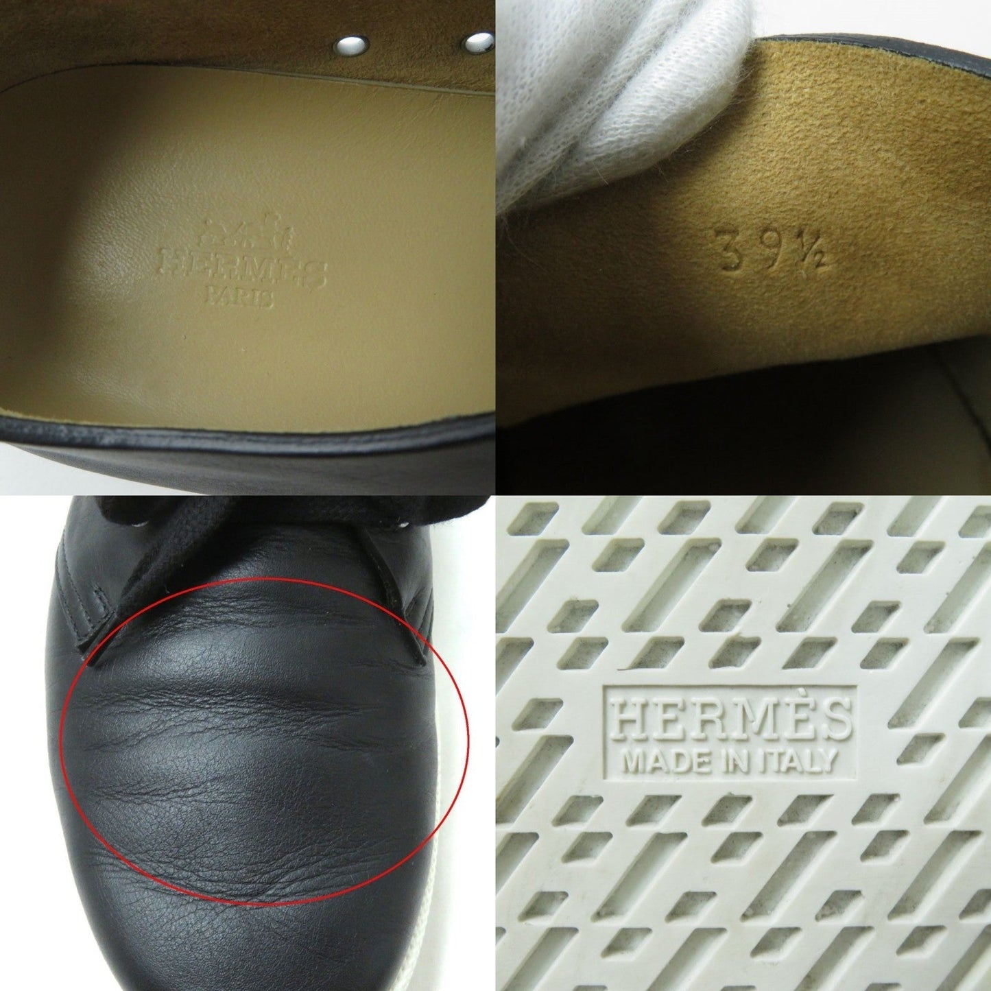 HERMES sneakers Main: Leather Black x white Women 39.5 Used