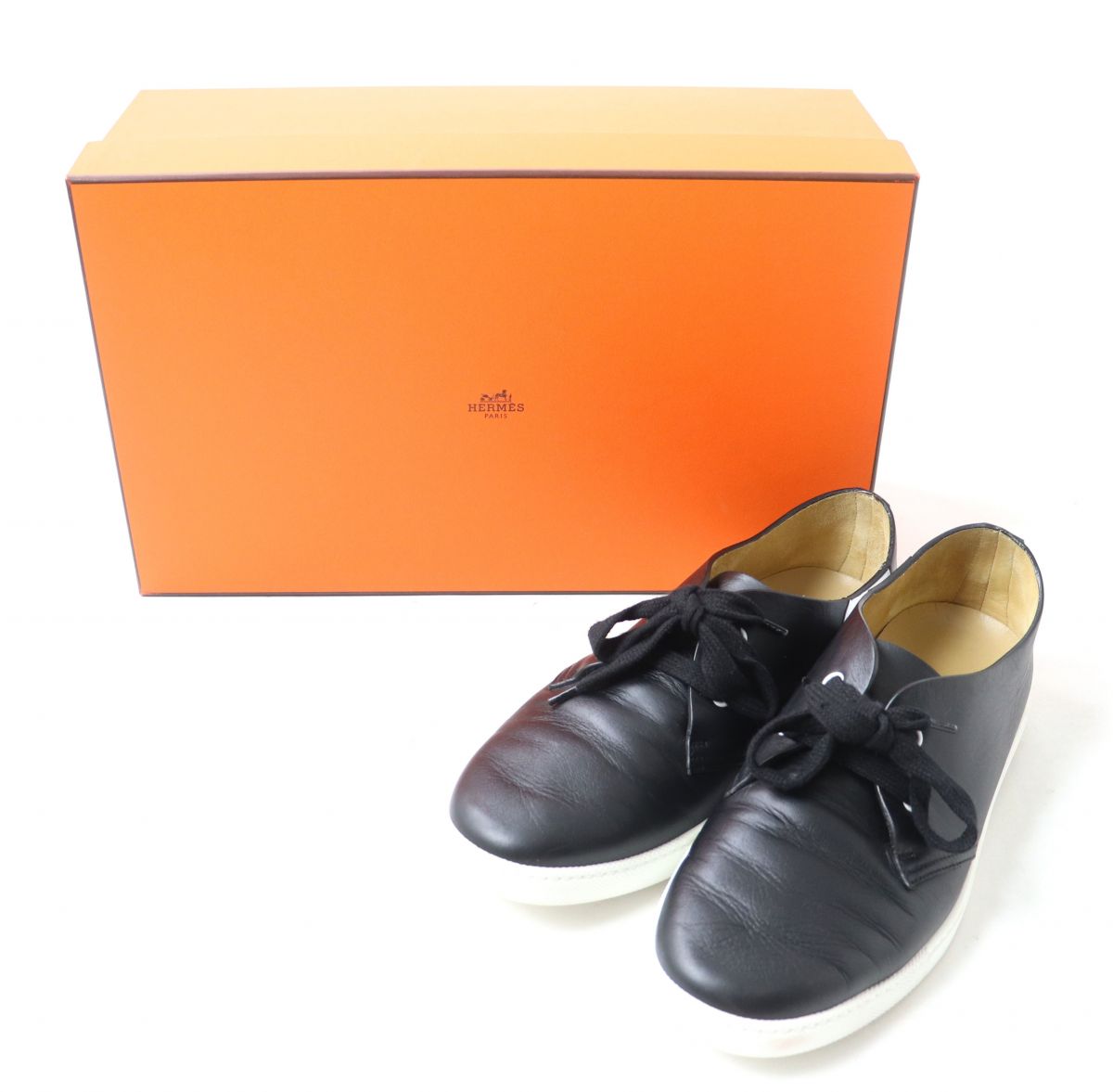 HERMES sneakers Main: Leather Black x white Women 39.5 Used