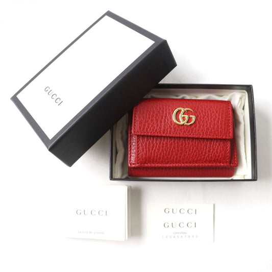GUCCI Tri-fold wallet 523277 Main: Leather Red x Gold Metal Women Used