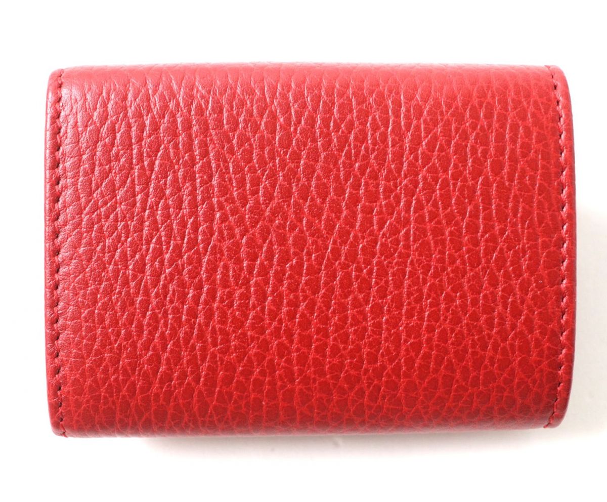 GUCCI Tri-fold wallet 523277 Main: Leather Red x Gold Metal Women Used