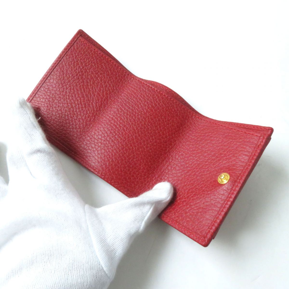 GUCCI Tri-fold wallet 523277 Main: Leather Red x Gold Metal Women Used