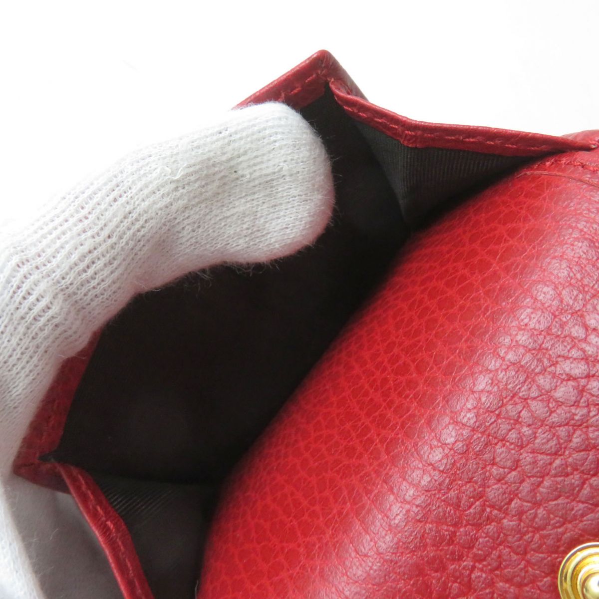 GUCCI Tri-fold wallet 523277 Main: Leather Red x Gold Metal Women Used