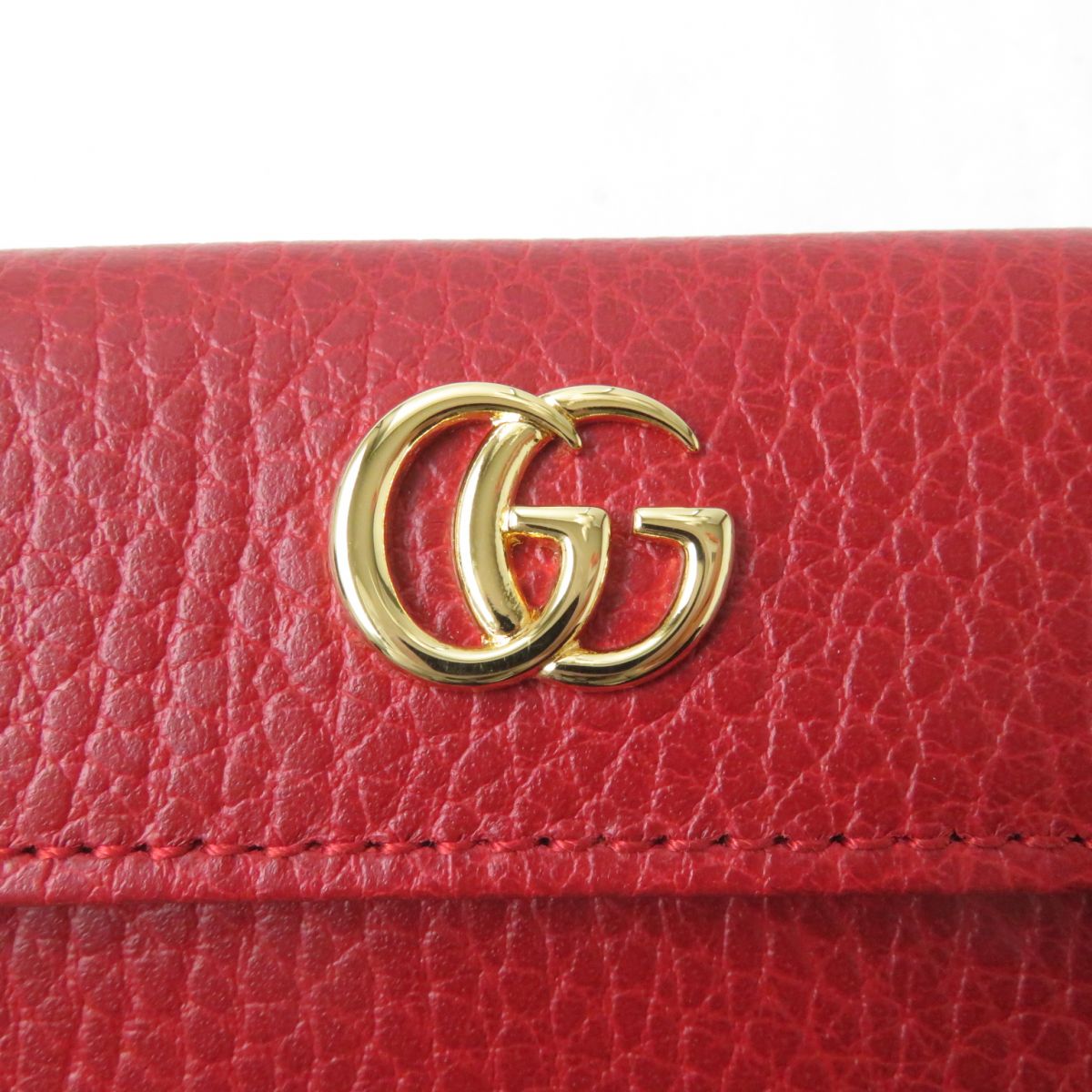 GUCCI Tri-fold wallet 523277 Main: Leather Red x Gold Metal Women Used