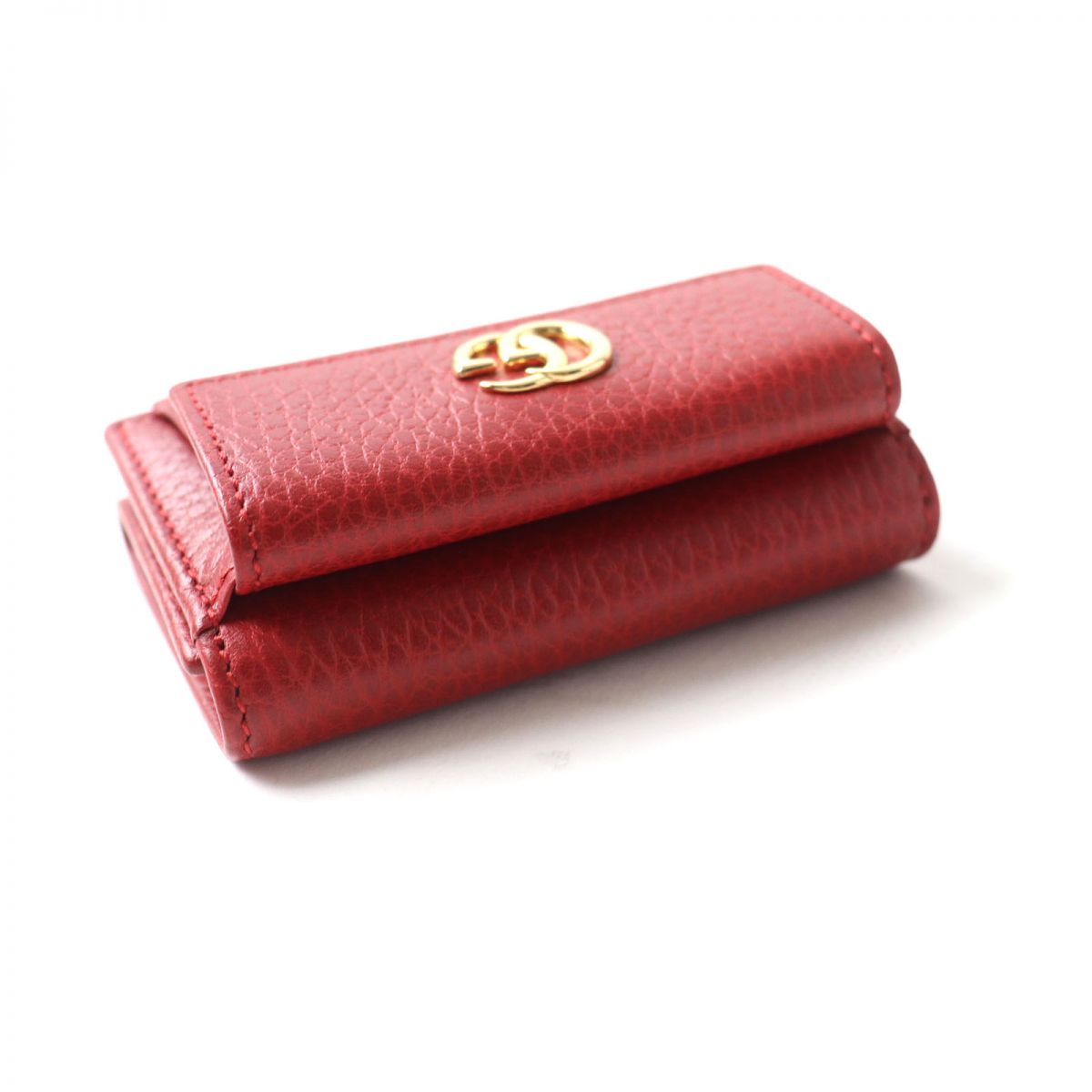 GUCCI Tri-fold wallet 523277 Main: Leather Red x Gold Metal Women Used