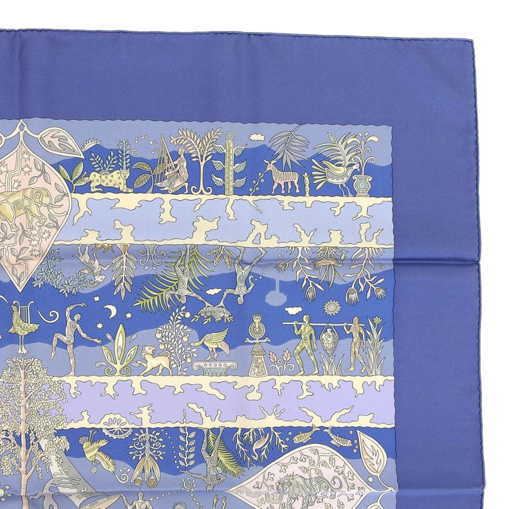 HERMES scarf silk Blue fertile river River fertiles Carre90 Women Used