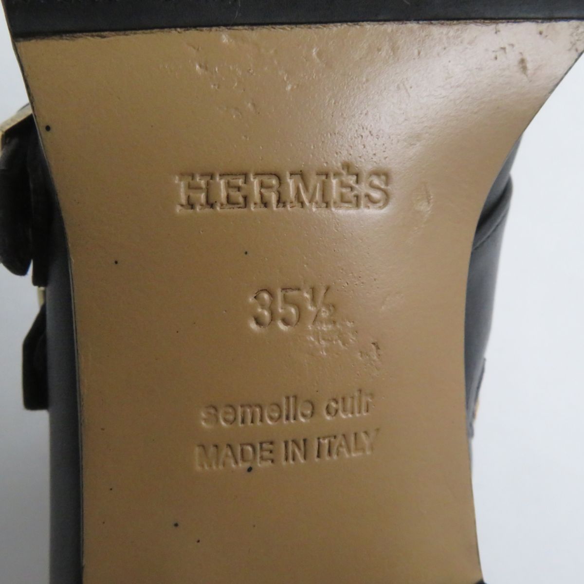 HERMES boots Main: Leather Black x Gold Metal Women 35.5 Used