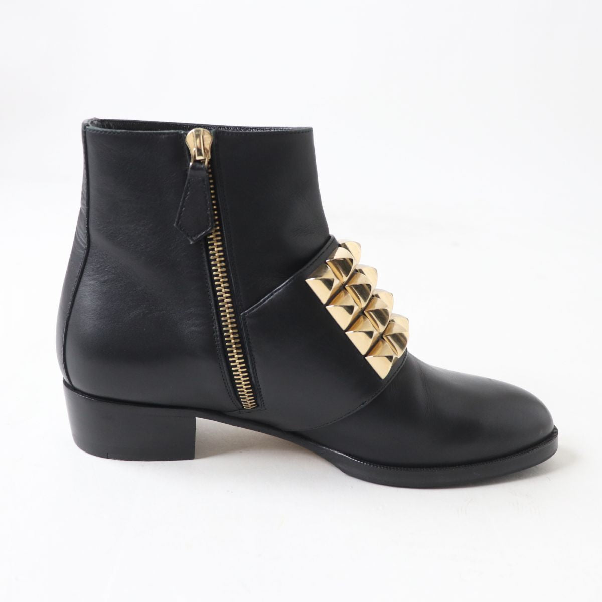 HERMES boots Main: Leather Black x Gold Metal Women 35.5 Used