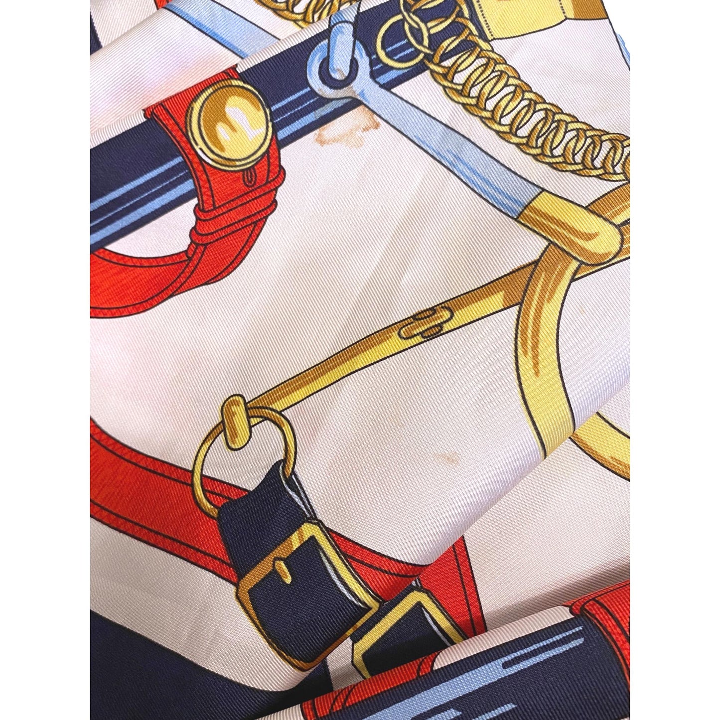 Hermes Eperon Dor Tellier Printed Silk Shawl Scarf