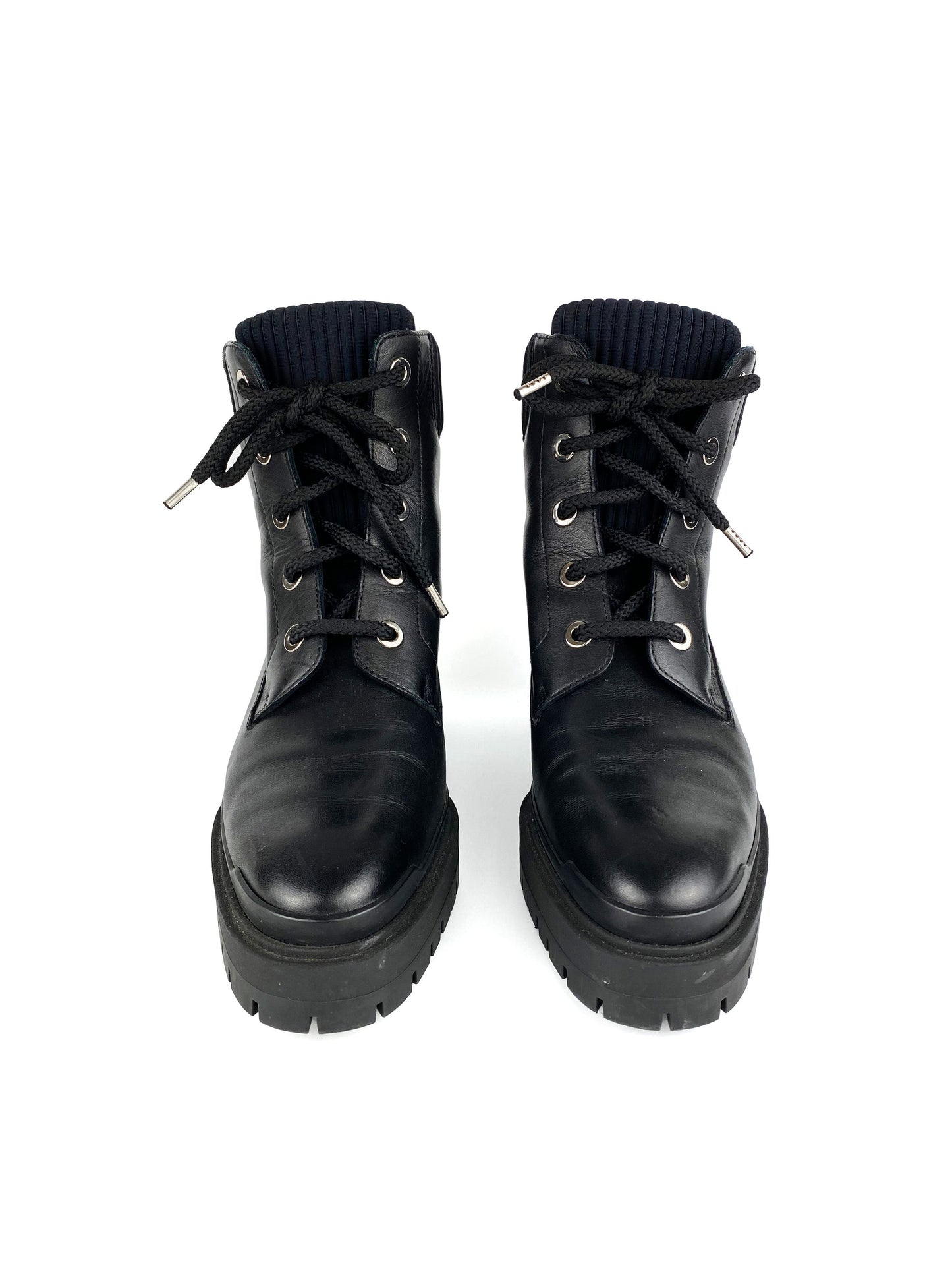 Hermes Black Lace Up Leather Boots