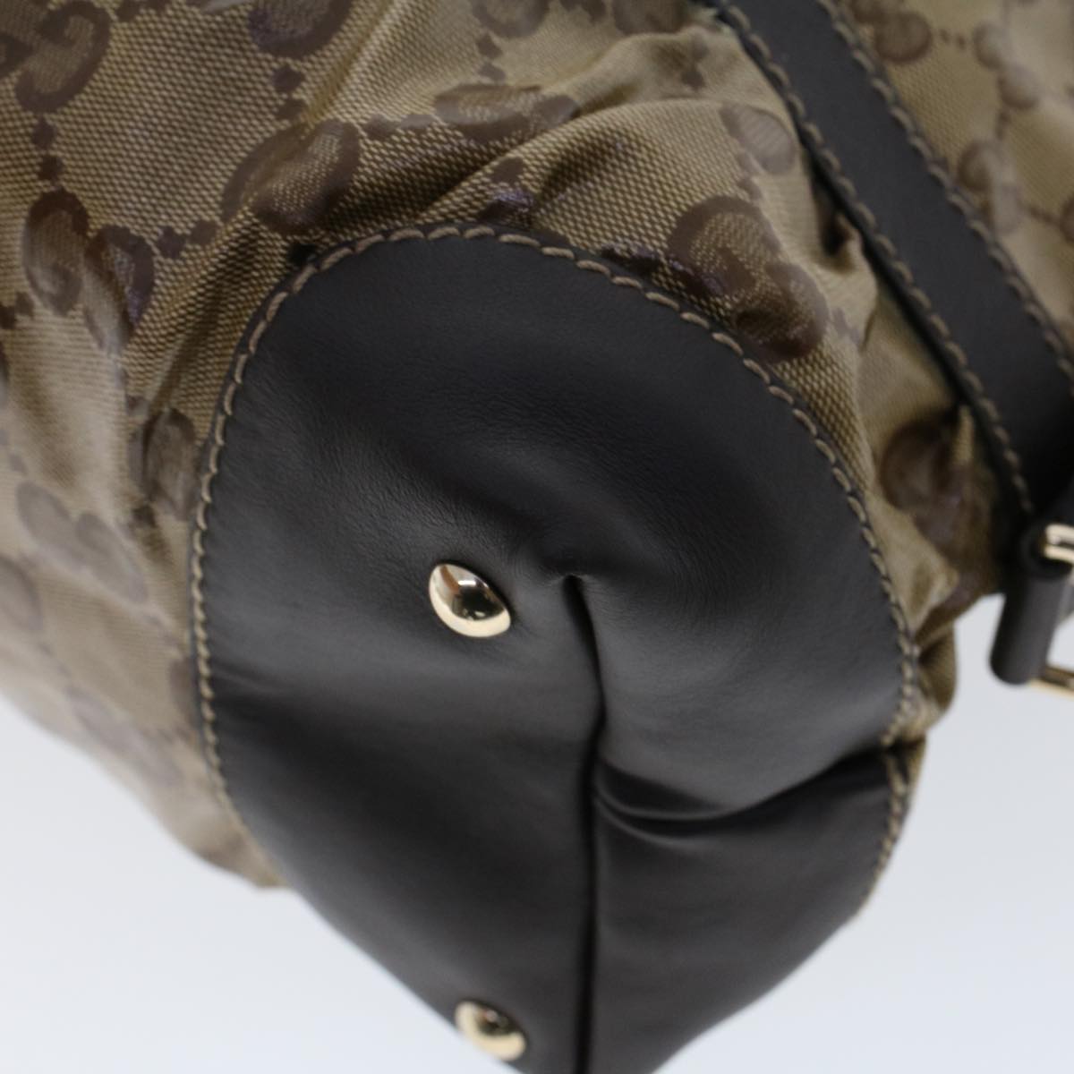Gucci GG Canvas Hand Bag Coated Canvas Beige Dark Brown 223962  hk739