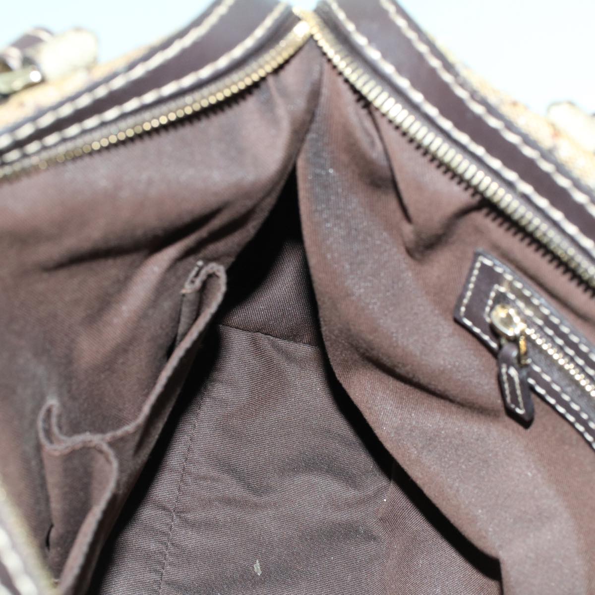 Gucci GG Canvas Hand Bag Coated Canvas Beige Dark Brown 223962  hk739