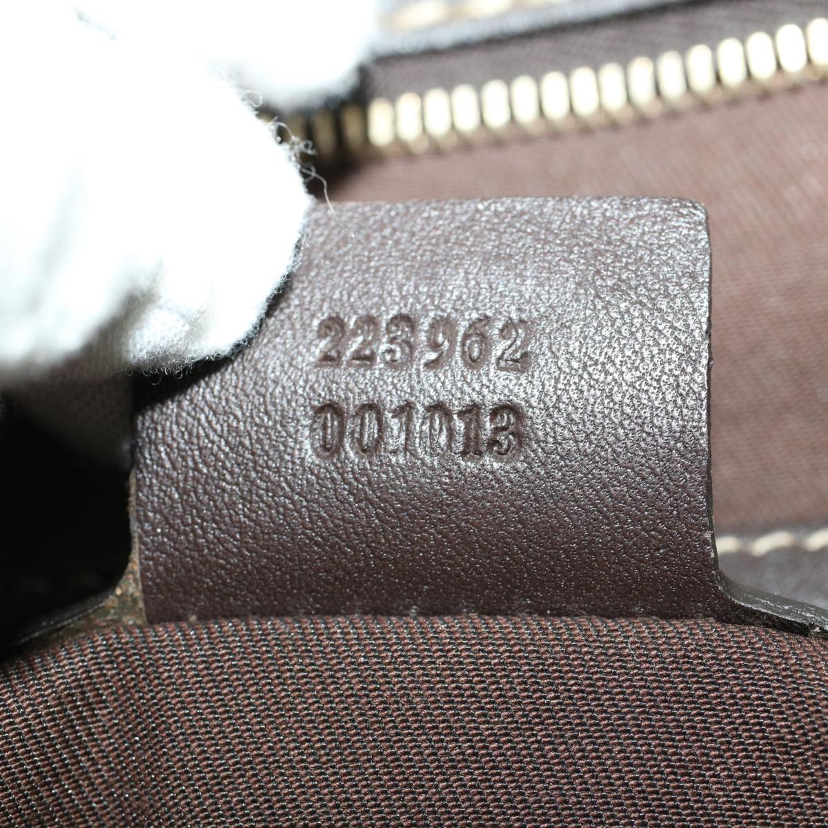 Gucci GG Canvas Hand Bag Coated Canvas Beige Dark Brown 223962  hk739
