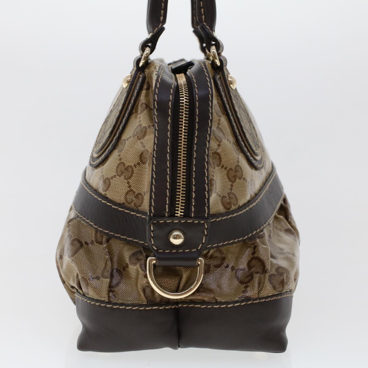 Gucci GG Canvas Hand Bag Coated Canvas Beige Dark Brown 223962  hk739