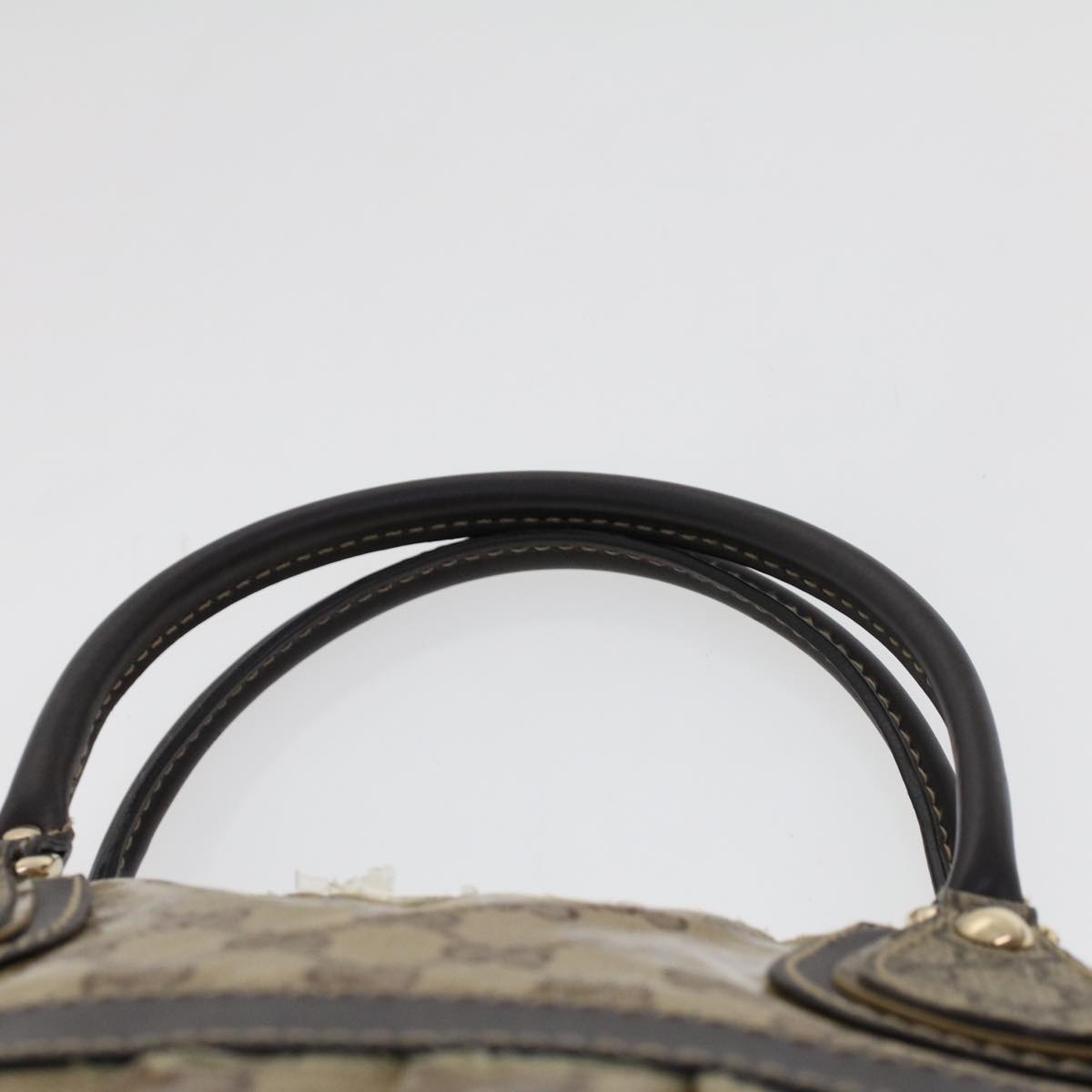 Gucci GG Canvas Hand Bag Coated Canvas Beige Dark Brown 223962  hk739